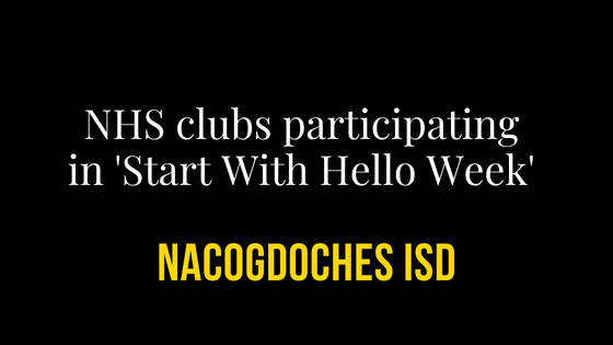 NHS clubs participating in 'Start With Hello Week'