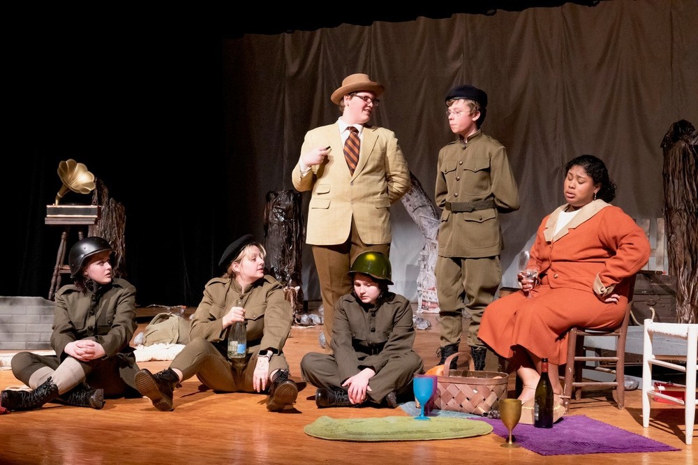 students on stage in a one act play
