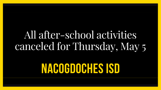 All after-school activities canceled for Thursday, May 5