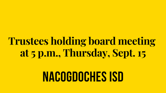 Trustees holding board meeting at 5 p.m., Thursday, Sept. 15