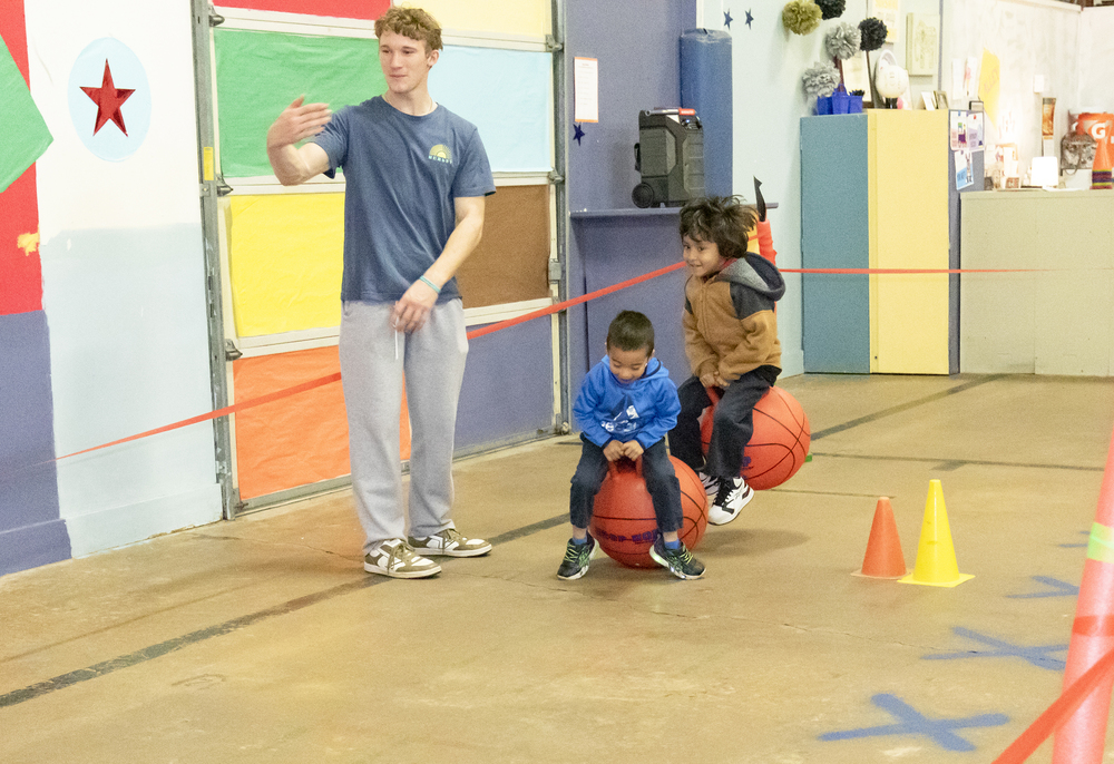 Students bounce during Turkey Games