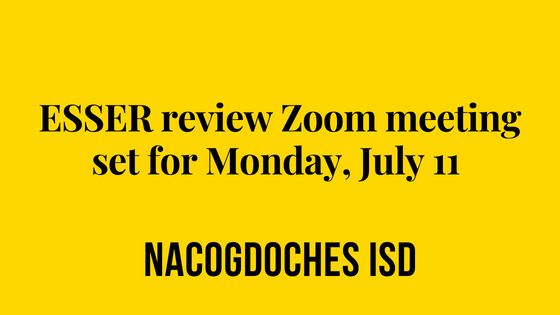 ESSER review Zoom meeting set for July 11