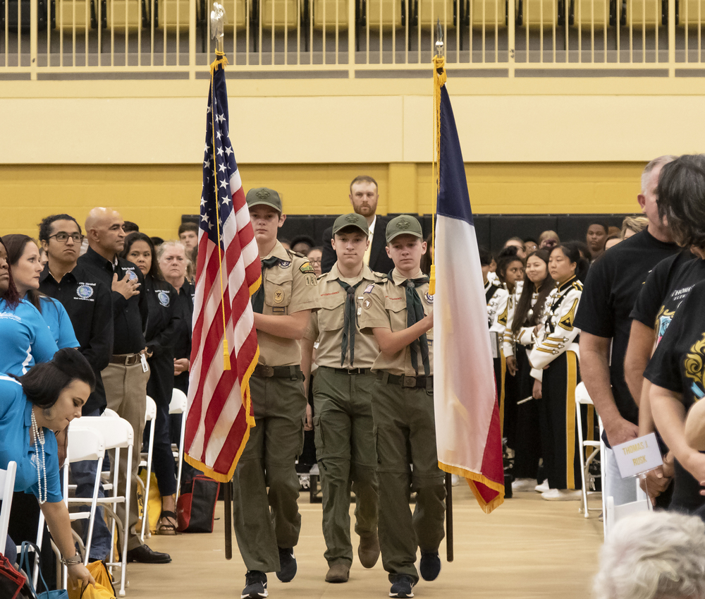 Boy Scouts present colors during 2019 Convocation at NHS