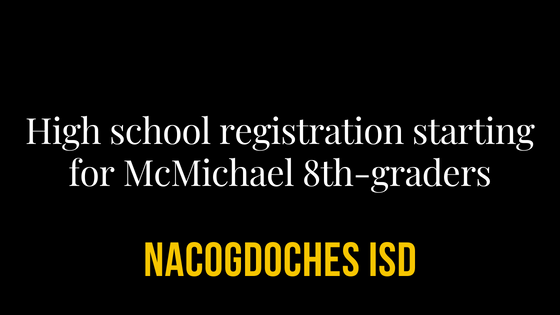 High school registration starting for McMichael 8th-graders