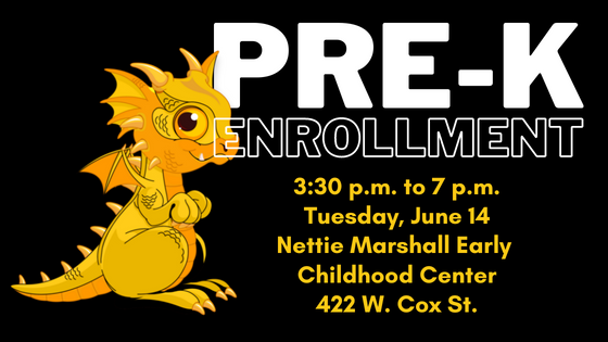 Pre-K enrollment June 14 at Nettie Marshall Early Childhood Center