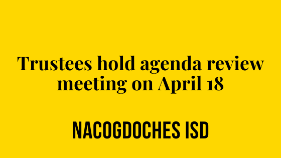 Agenda review meeting set for Monday, April 18