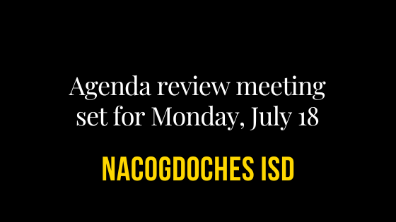 Agenda review meeting set for Monday, July 18