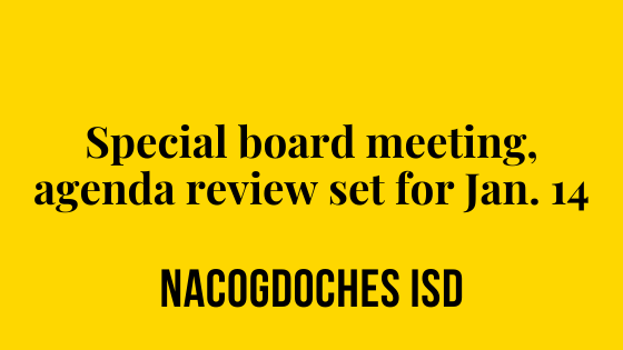 Special board meeting Friday Jan 14