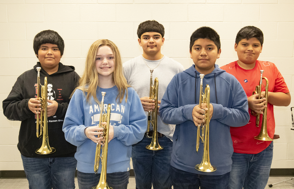 Eighth-grade band students from McMichael Middle School