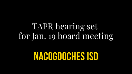 TAPR hearing set for Jan. 19 board meeting