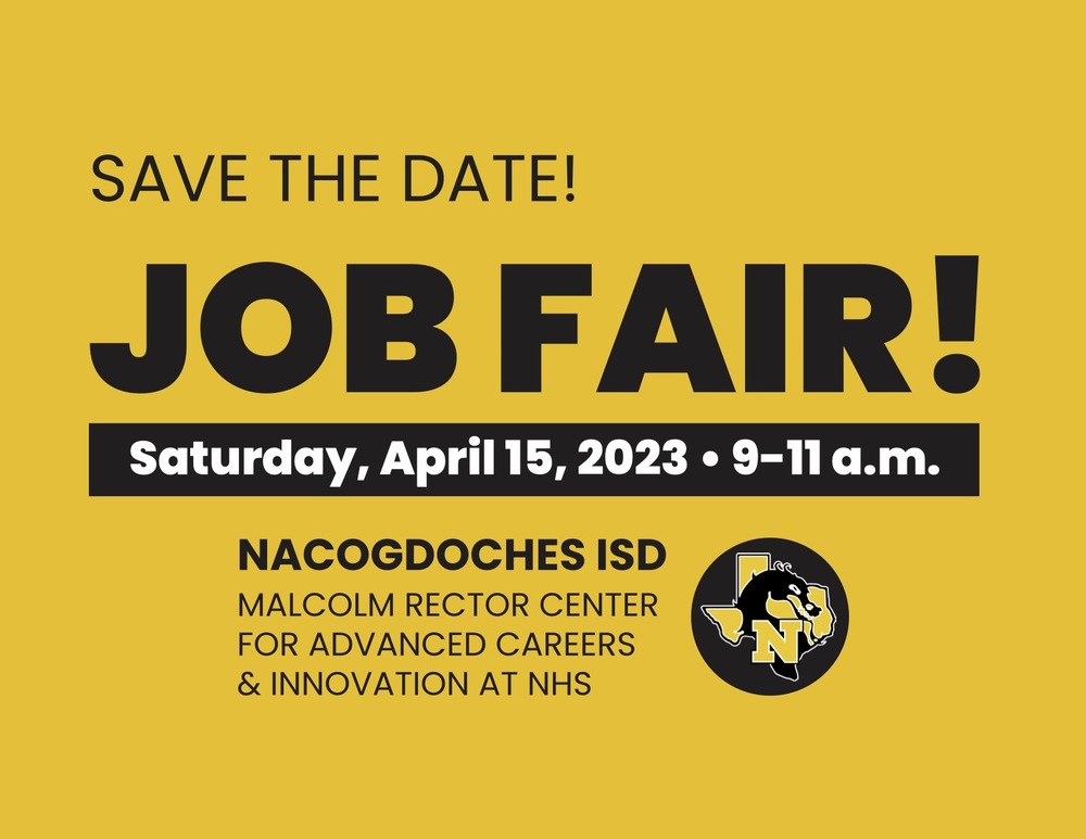 Save the date. Job Fair! Saturday, April 15, 2023 9 a.m. to 11 a.m.